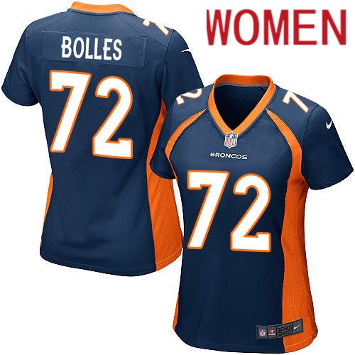Women Denver Broncos 72 Garett Bolles Nike Navy Game NFL Jersey
